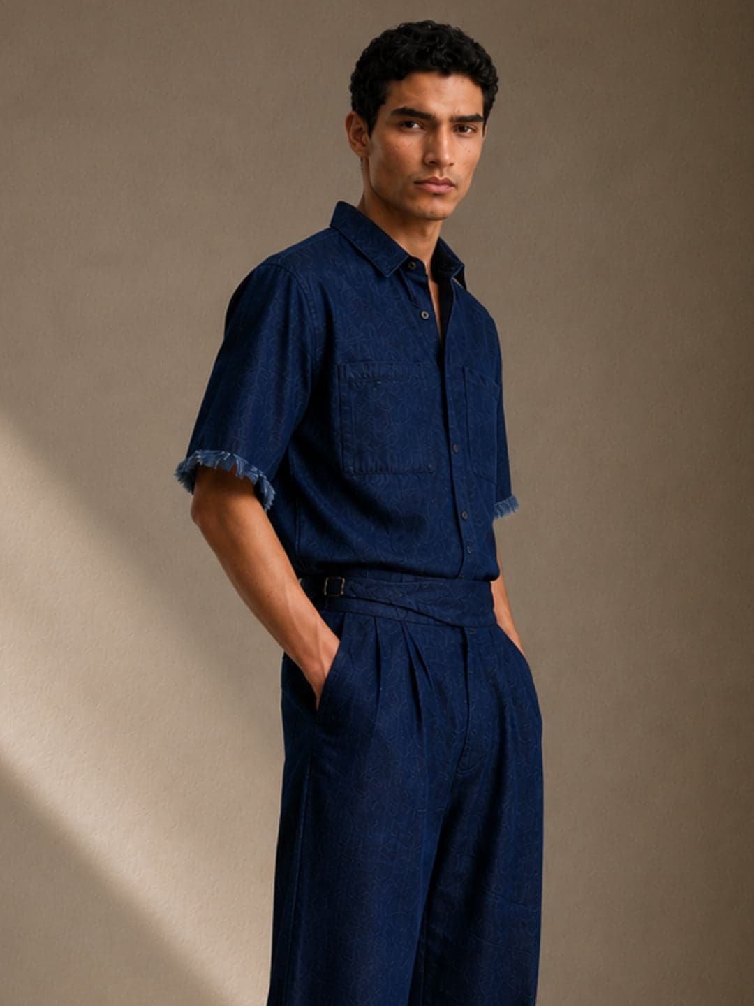 House of Koala Men Navy Blue Denim Gurkha Co-ord Set — view 4