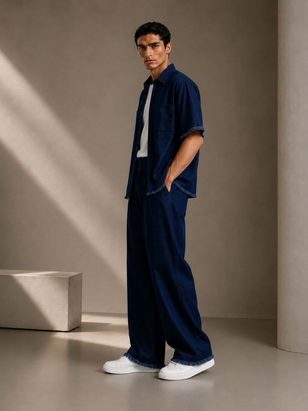 House of Koala Men Navy Blue Denim Gurkha Co-ord Set — view 5