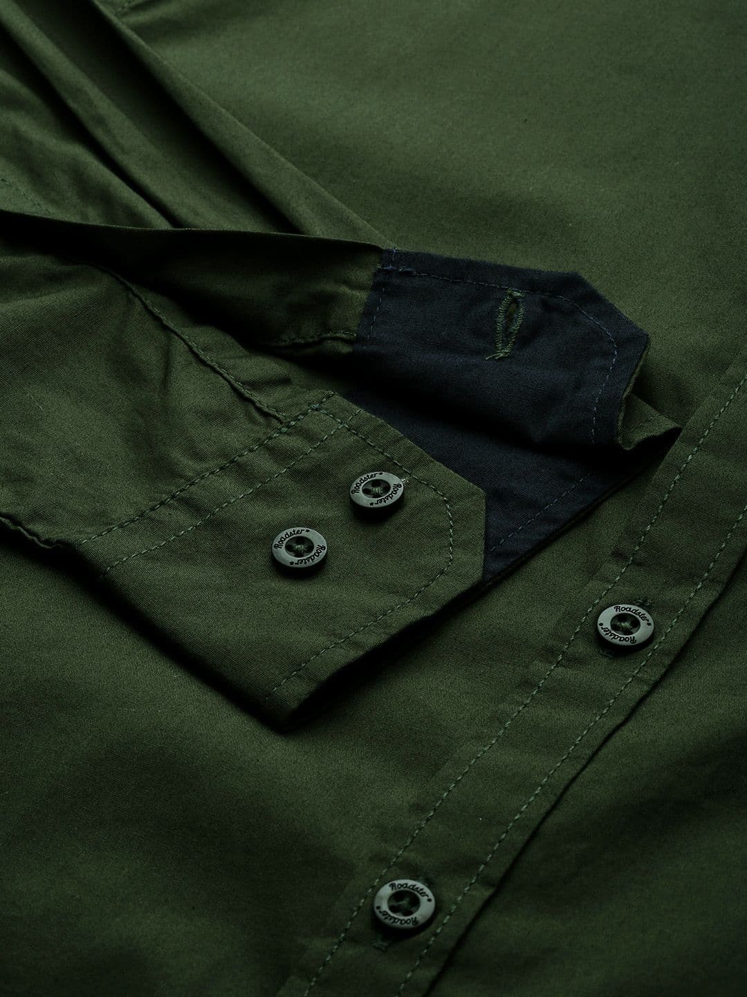 Roadster Men Olive Green Cotton Casual Shirt — view 3