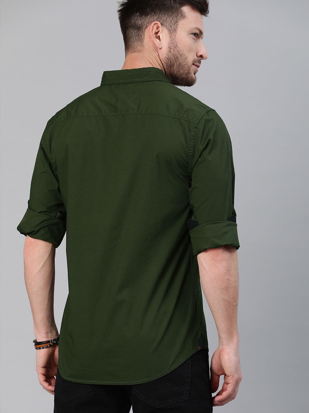 Roadster Men Olive Green Cotton Casual Shirt — view 5