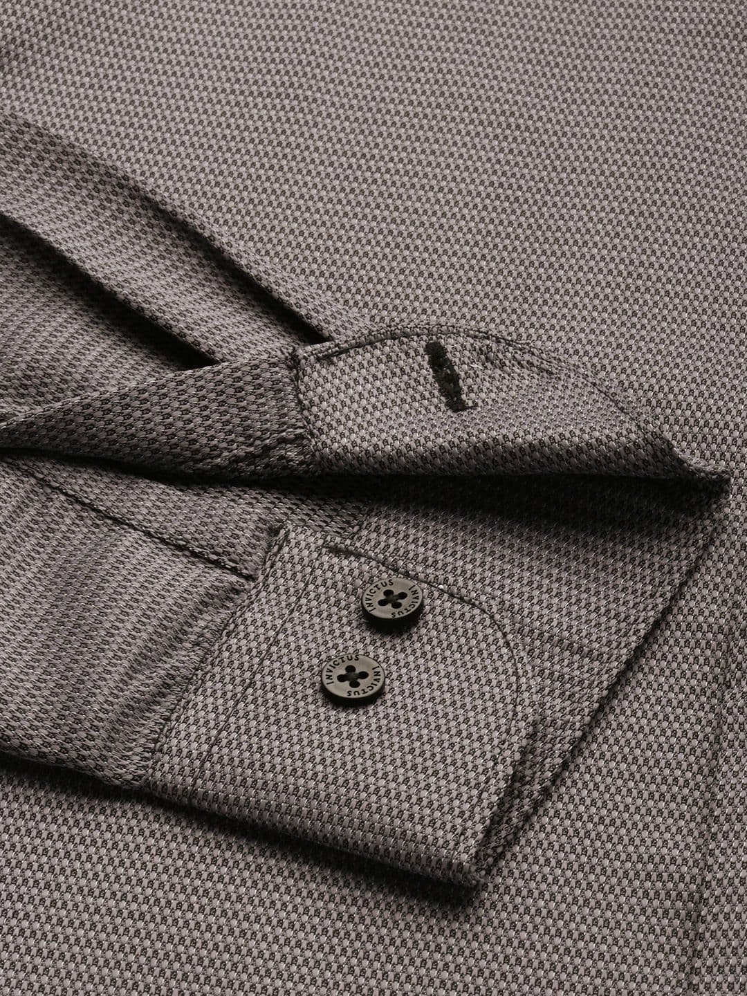 Invictus Men Easy Care Grey & Black Self Design Formal Shirt — view 3