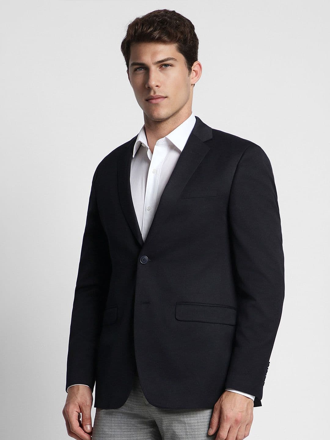 Peter England Men Black Solid Slim-Fit Single-Breasted Formal Blazer — view 3