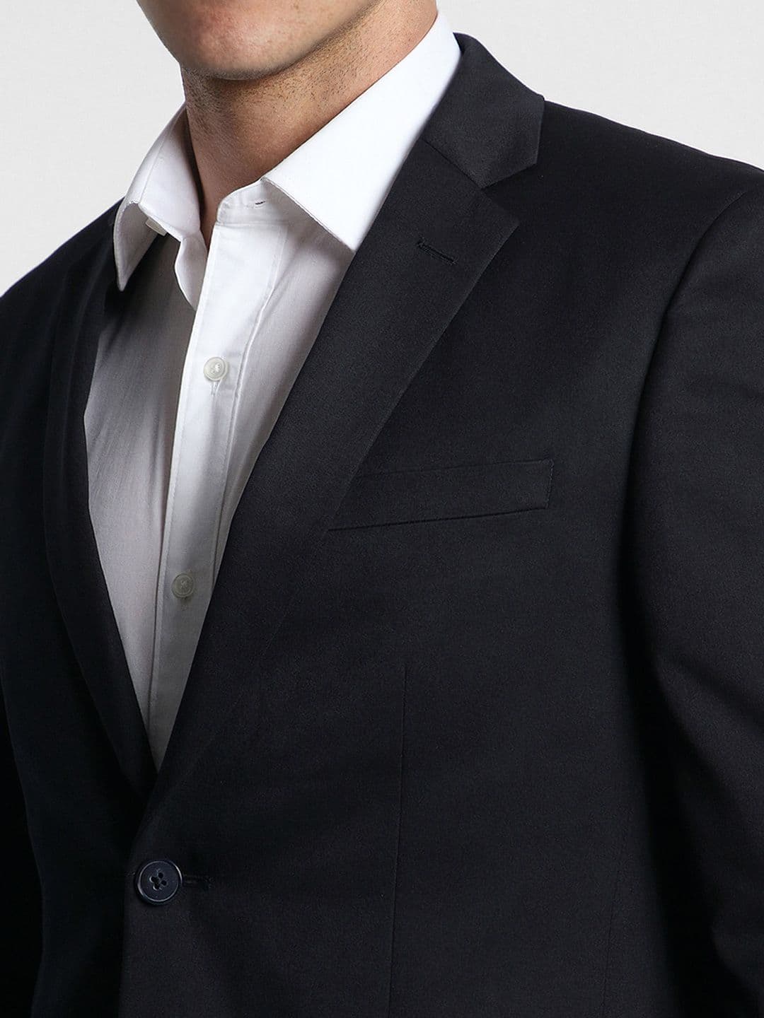 Peter England Men Black Solid Slim-Fit Single-Breasted Formal Blazer — view 2