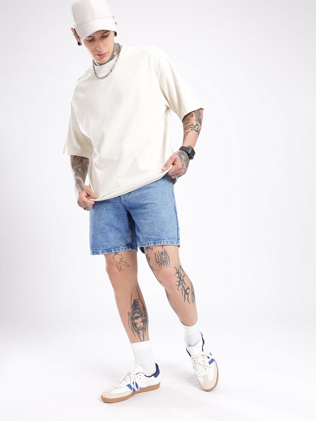 glitchez Men Light Fade Regular Fit Denim Shorts — view 5