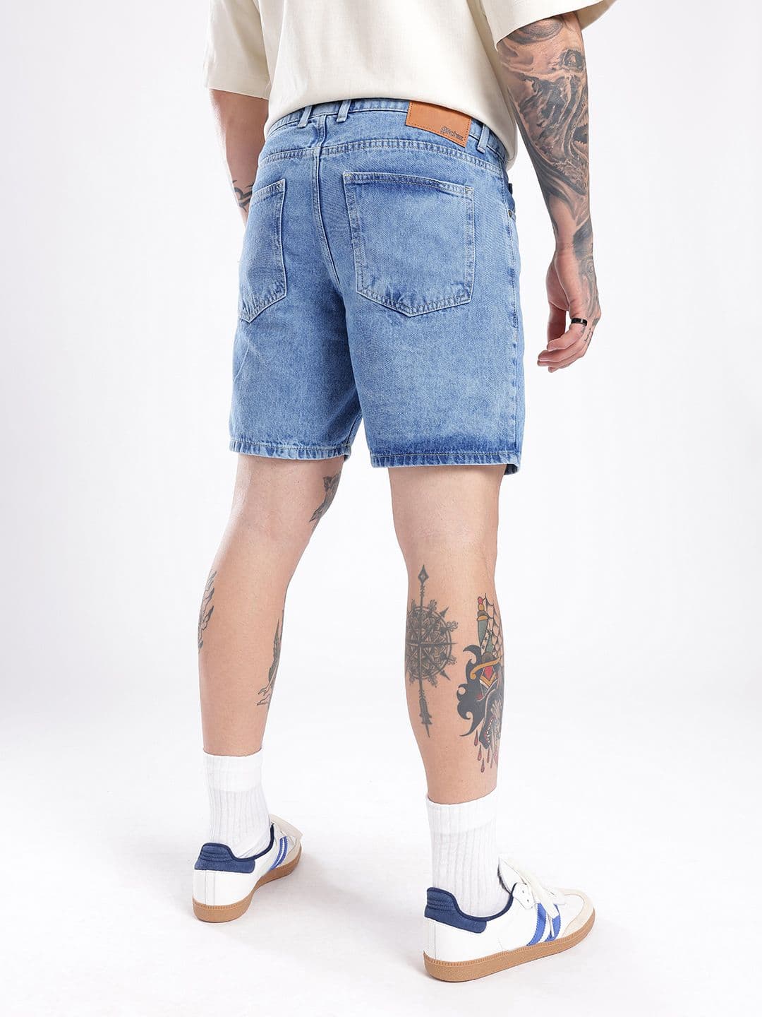 glitchez Men Light Fade Regular Fit Denim Shorts — view 4