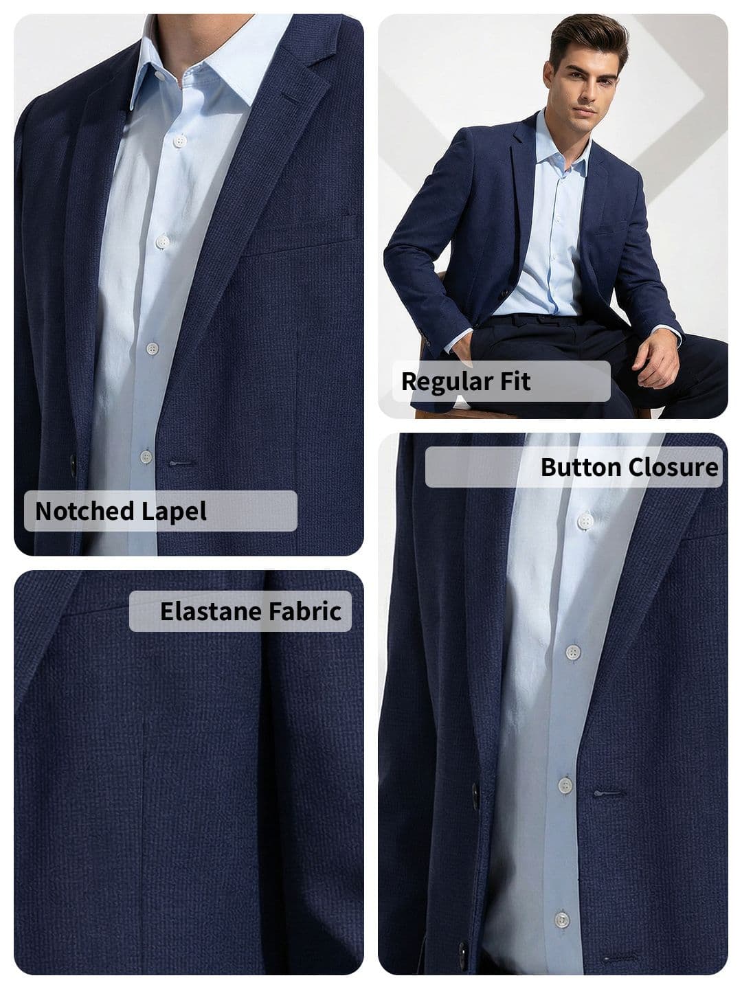 Invictus Regular Fit Notched Lapel Collar Formal Blazer — view 5