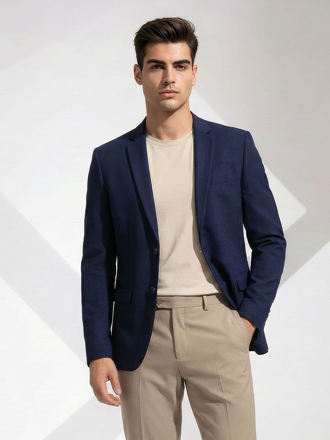 Invictus Regular Fit Notched Lapel Collar Formal Blazer