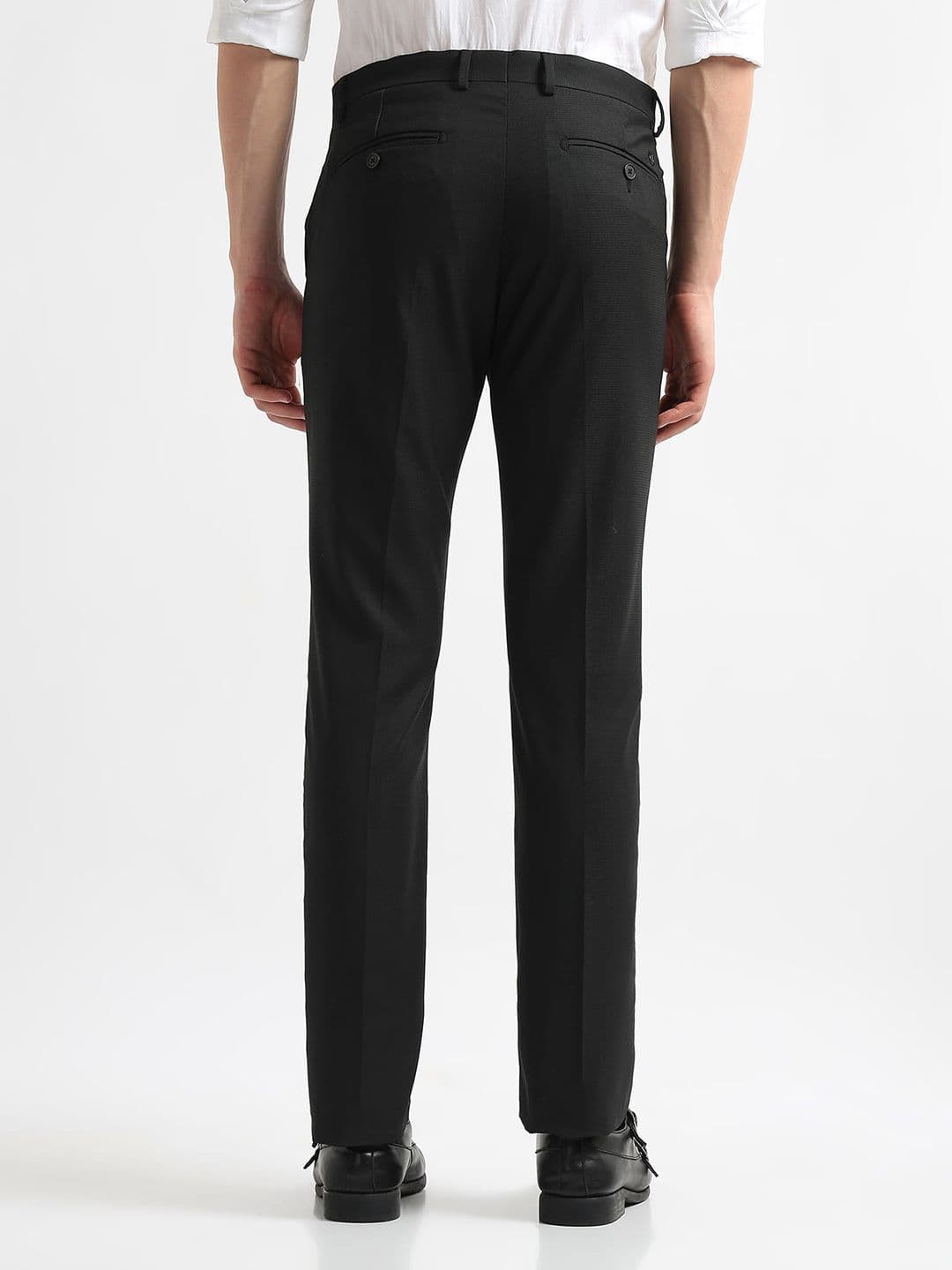 Arrow Men Hudson Tailored Fit Self Checked Formal Trousers — view 4