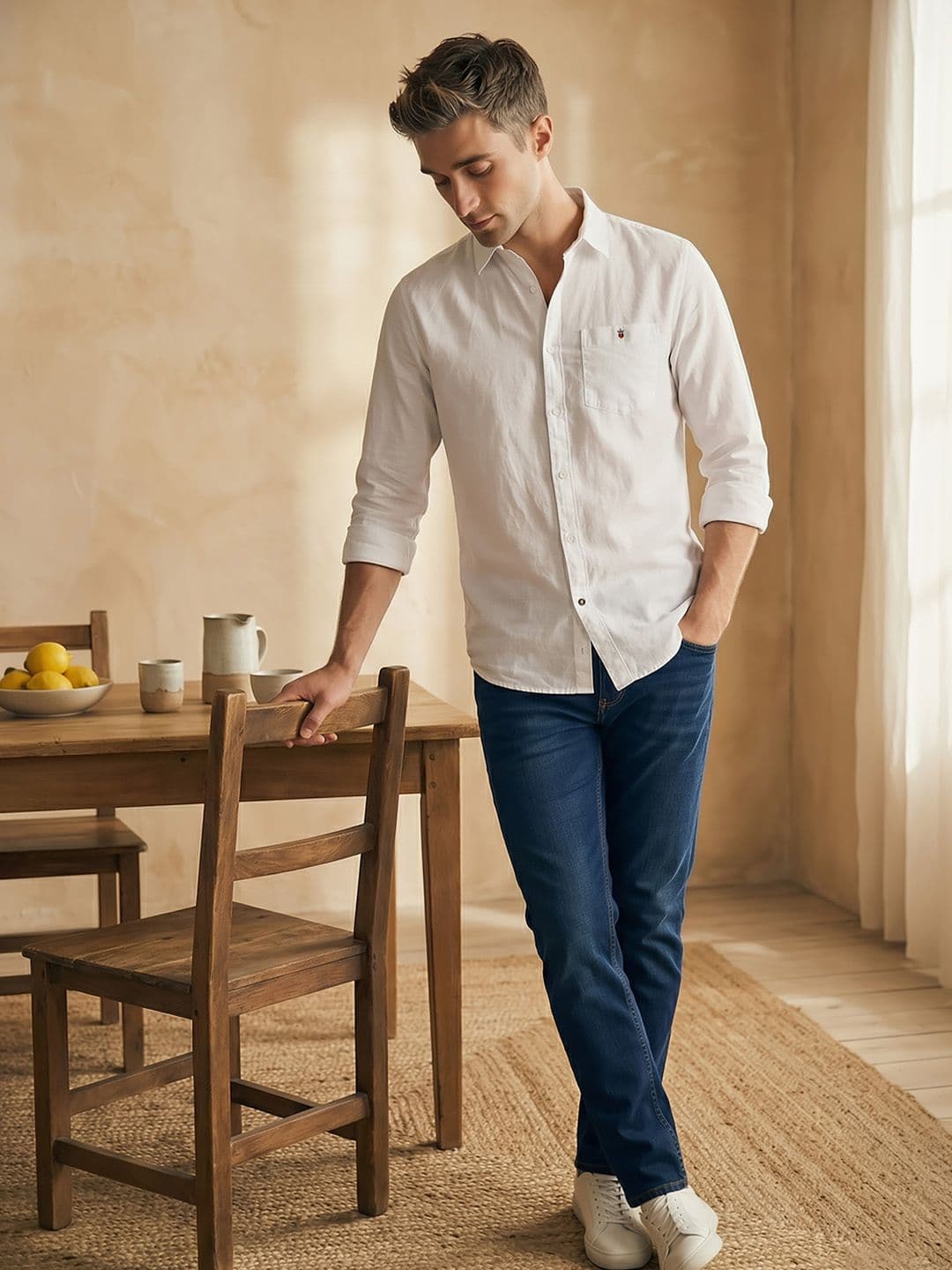 Men Slim Fit Over Dyed Soft Handfeel Full Sleeve Casual Shirt — view 5