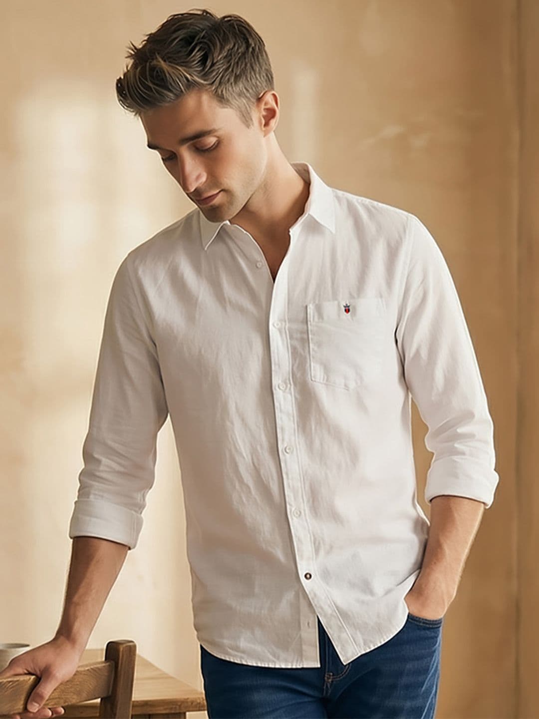 Men Slim Fit Over Dyed Soft Handfeel Full Sleeve Casual Shirt