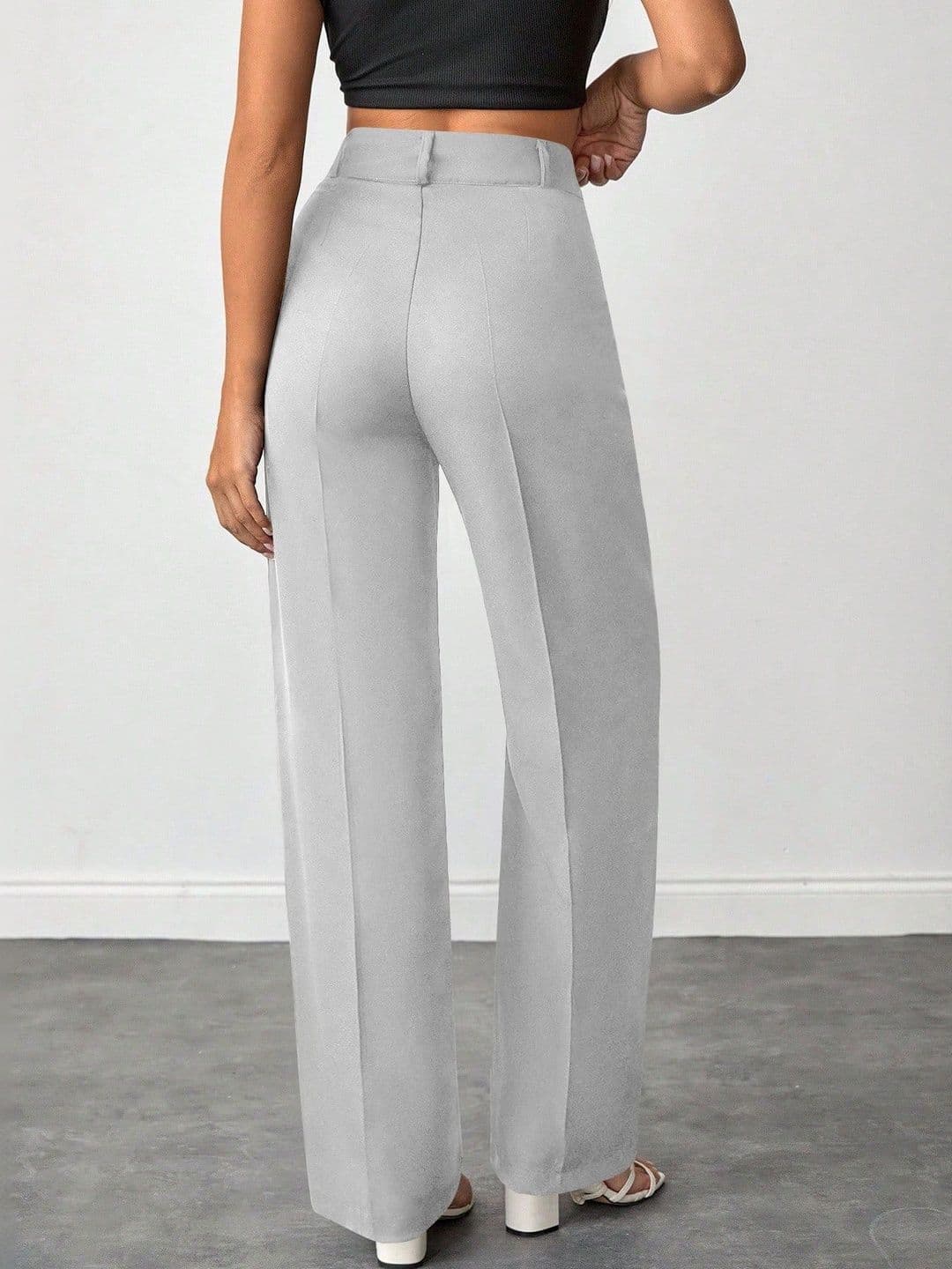 Crezyvezy Women Relaxed Straight Leg High-Rise Easy Wash Trousers — view 2