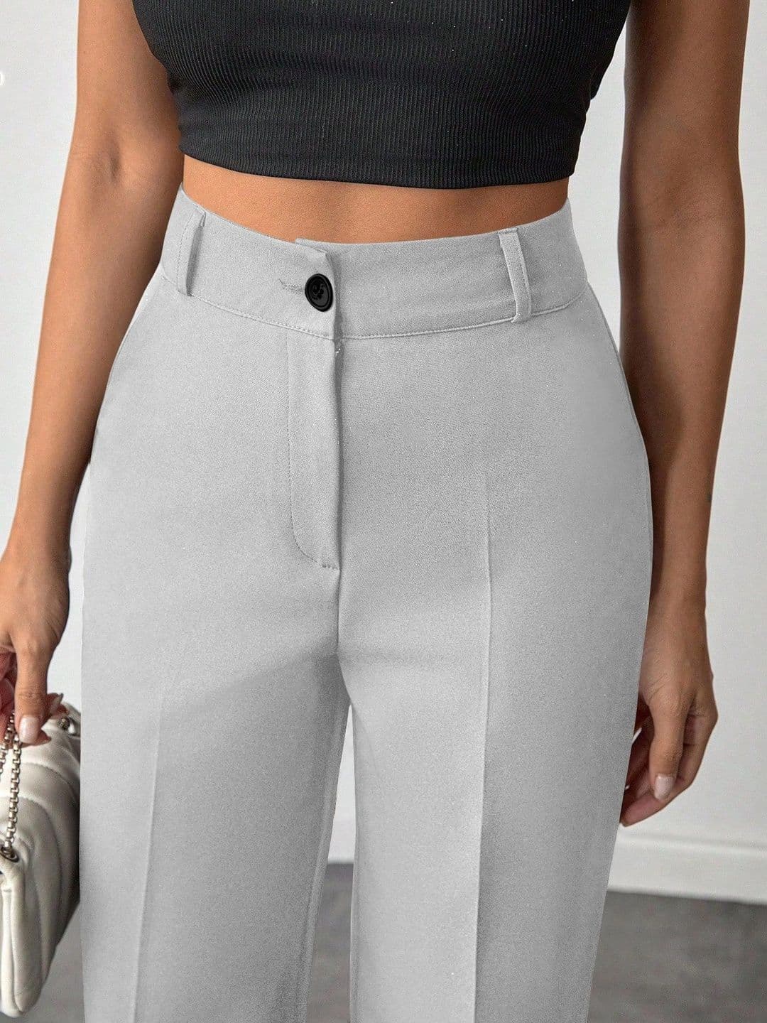 Crezyvezy Women Relaxed Straight Leg High-Rise Easy Wash Trousers — view 4