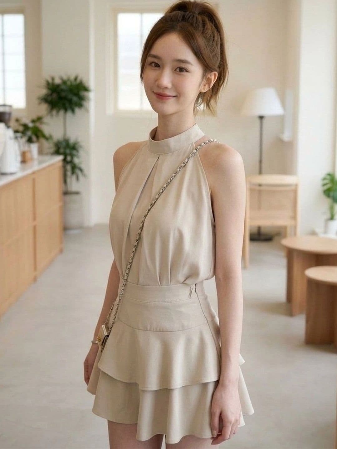 Suo Halter Neck A-Line Mini Dress — view 3
