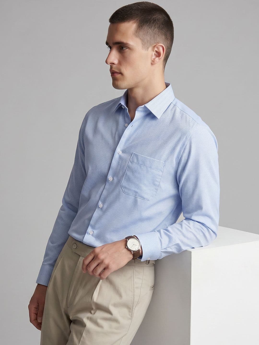 Louis Philippe Textured Pure Cotton Formal Shirt