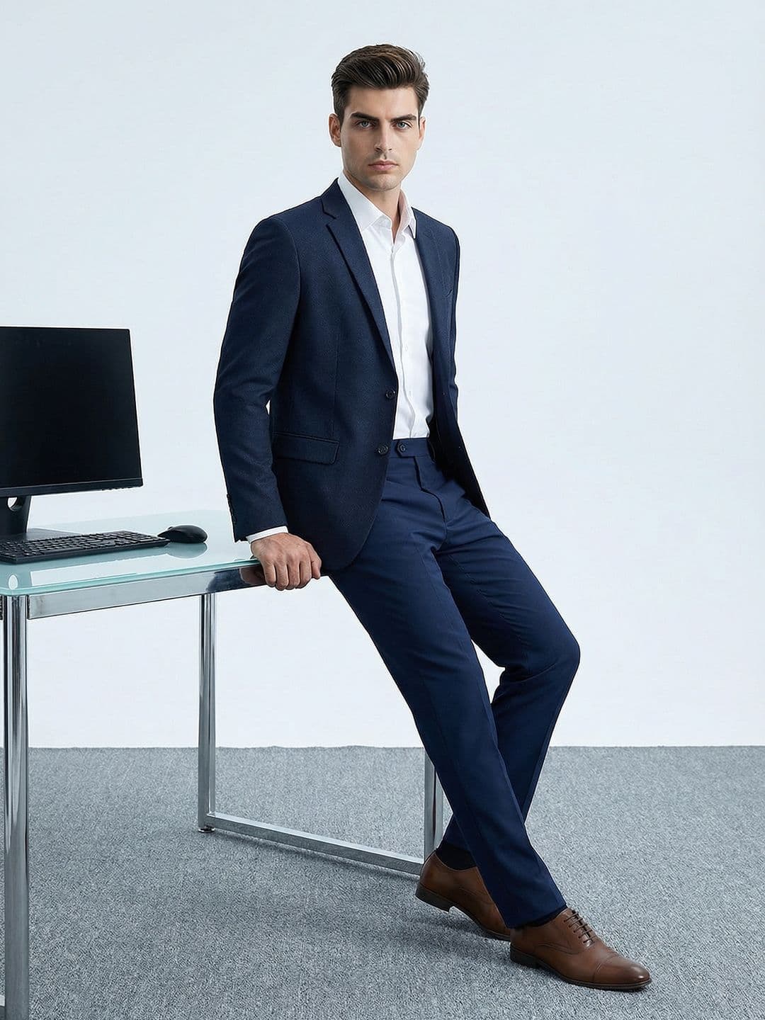 Invictus Self Design Single-Breasted Formal Blazer