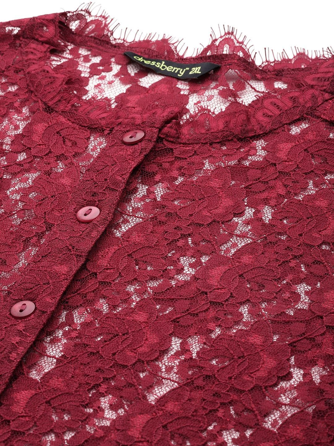 DressBerry Curve Plus Size Lace Shirt Style Top With Camisole — view 3
