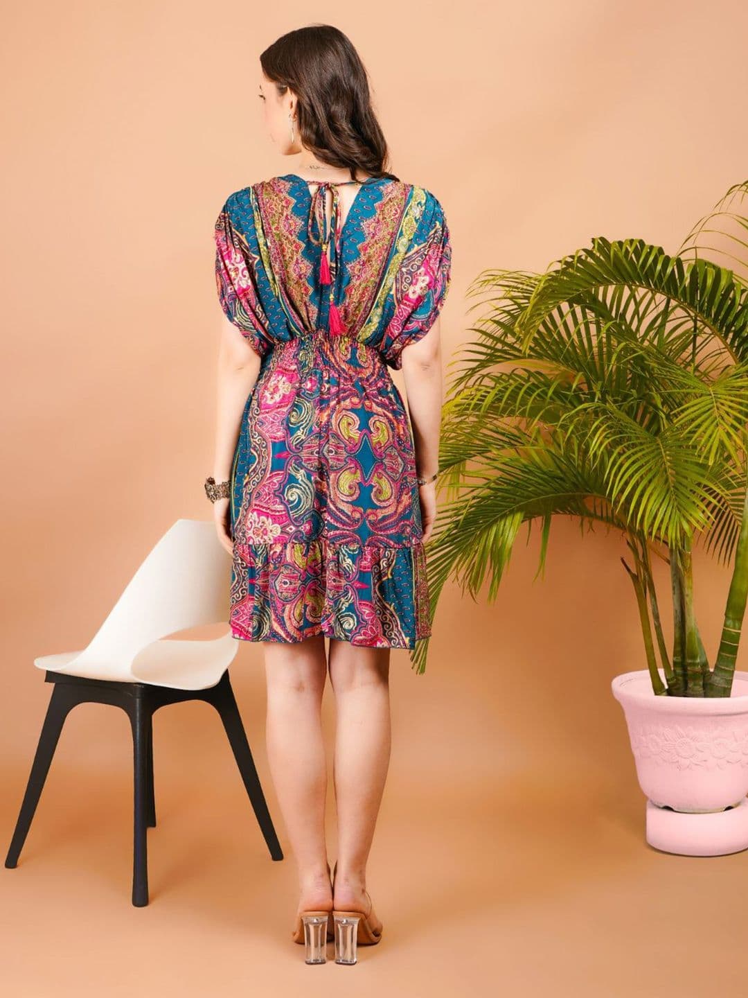 Boholyfe Women Radiant glow paisley print boho mini dress — view 4